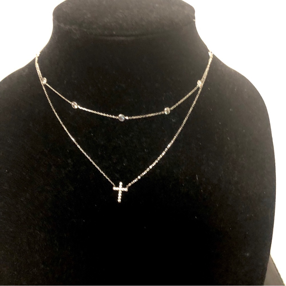 Cross Necklace 925 sterling silver/cubic zircona 18 Inches